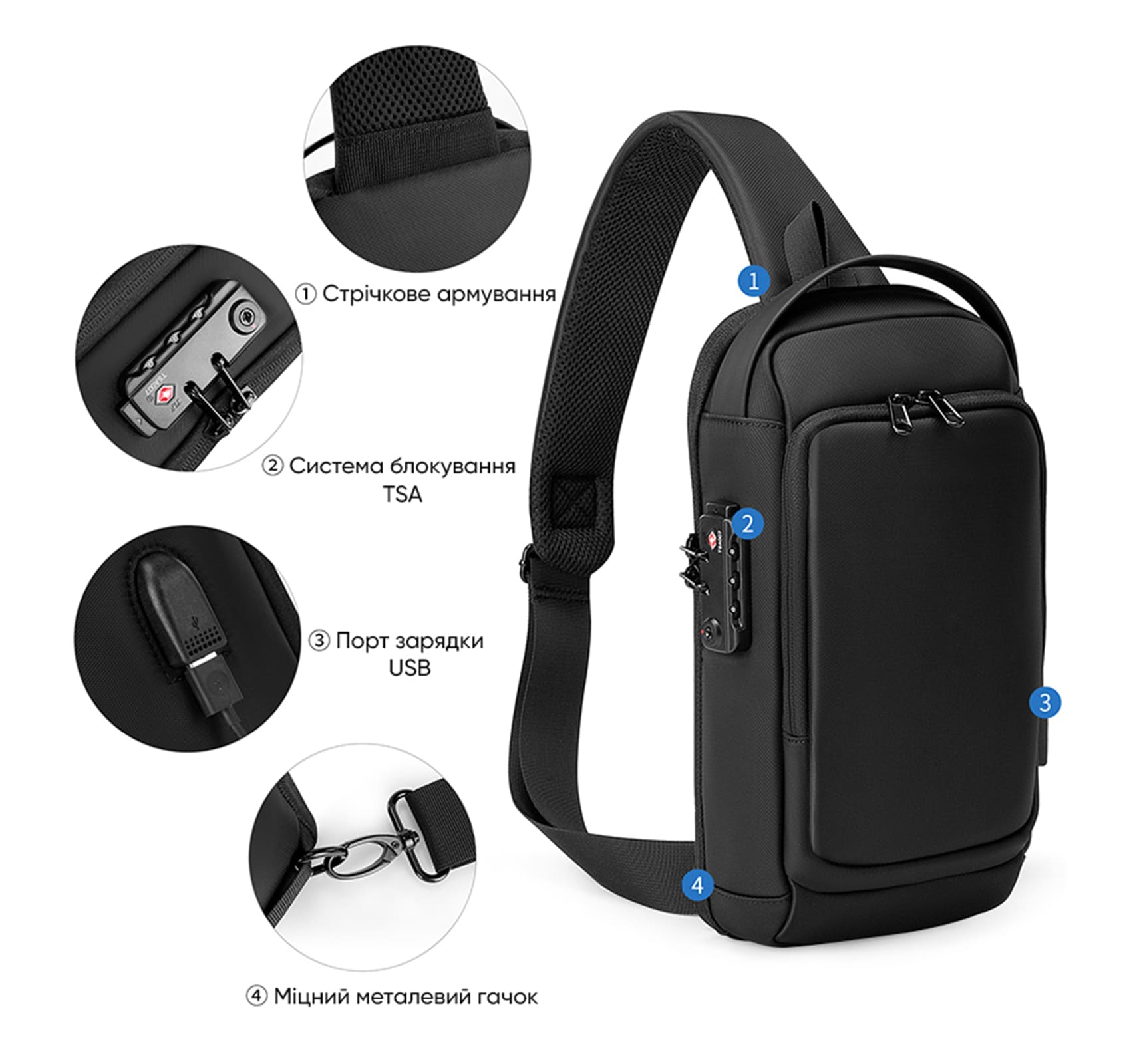 Рюкзак на одне плече T-4043