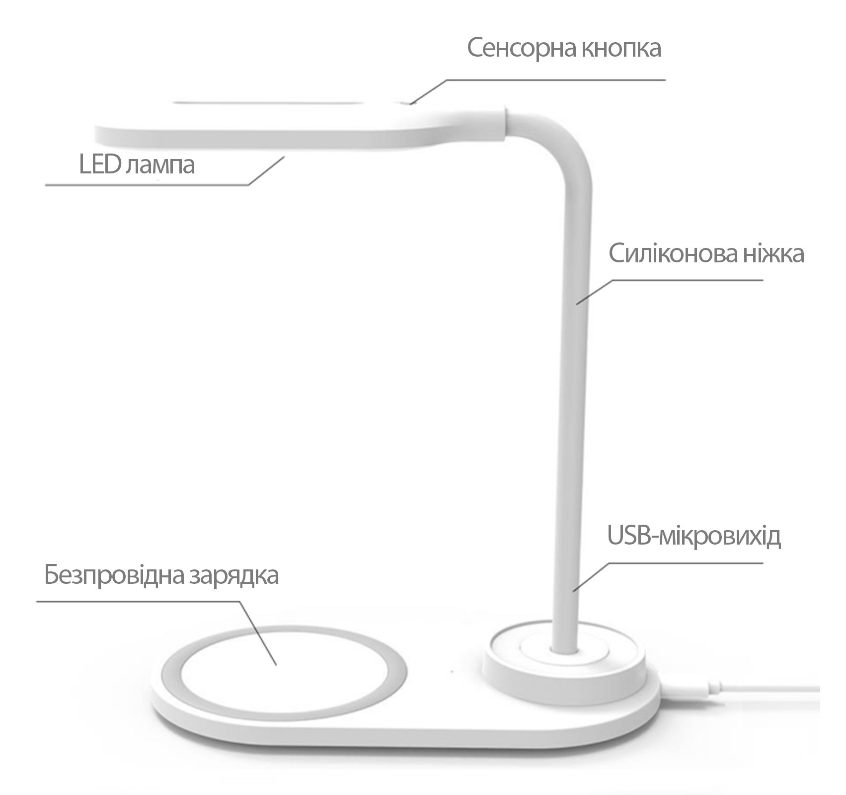 Лампа з бездротовою зарядкою T-8027