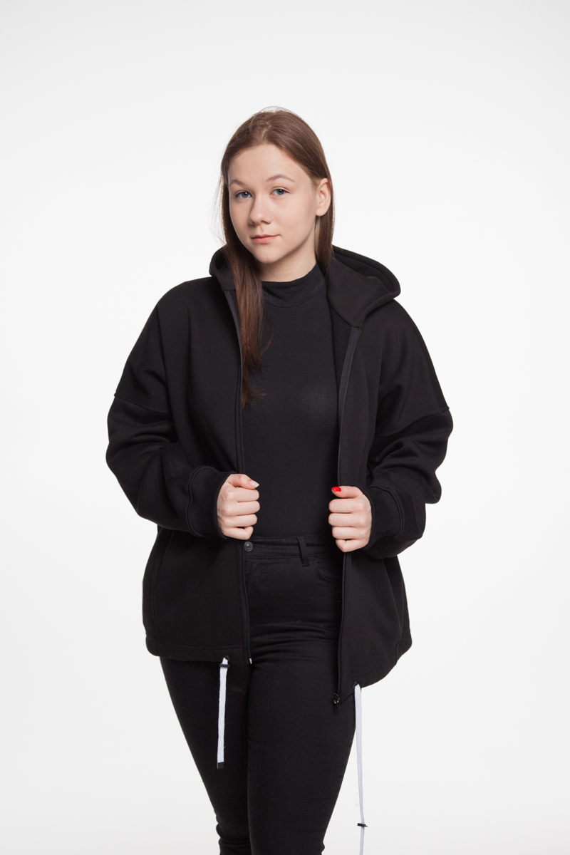 Худі оверсайз на блиcкавці з капюшоном TR-25116