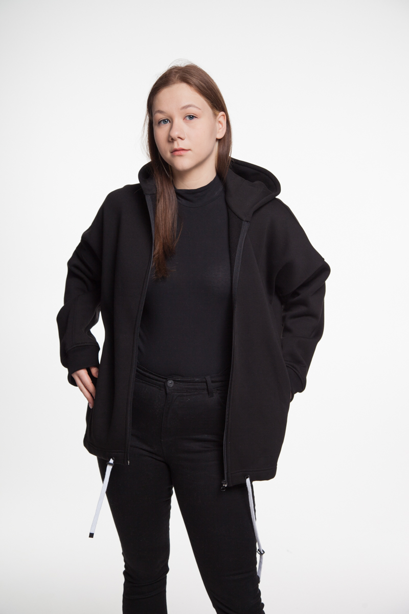 Худі оверсайз на блиcкавці з капюшоном TR-25116