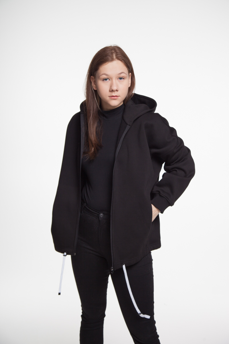 Худі оверсайз на блиcкавці з капюшоном TR-25116