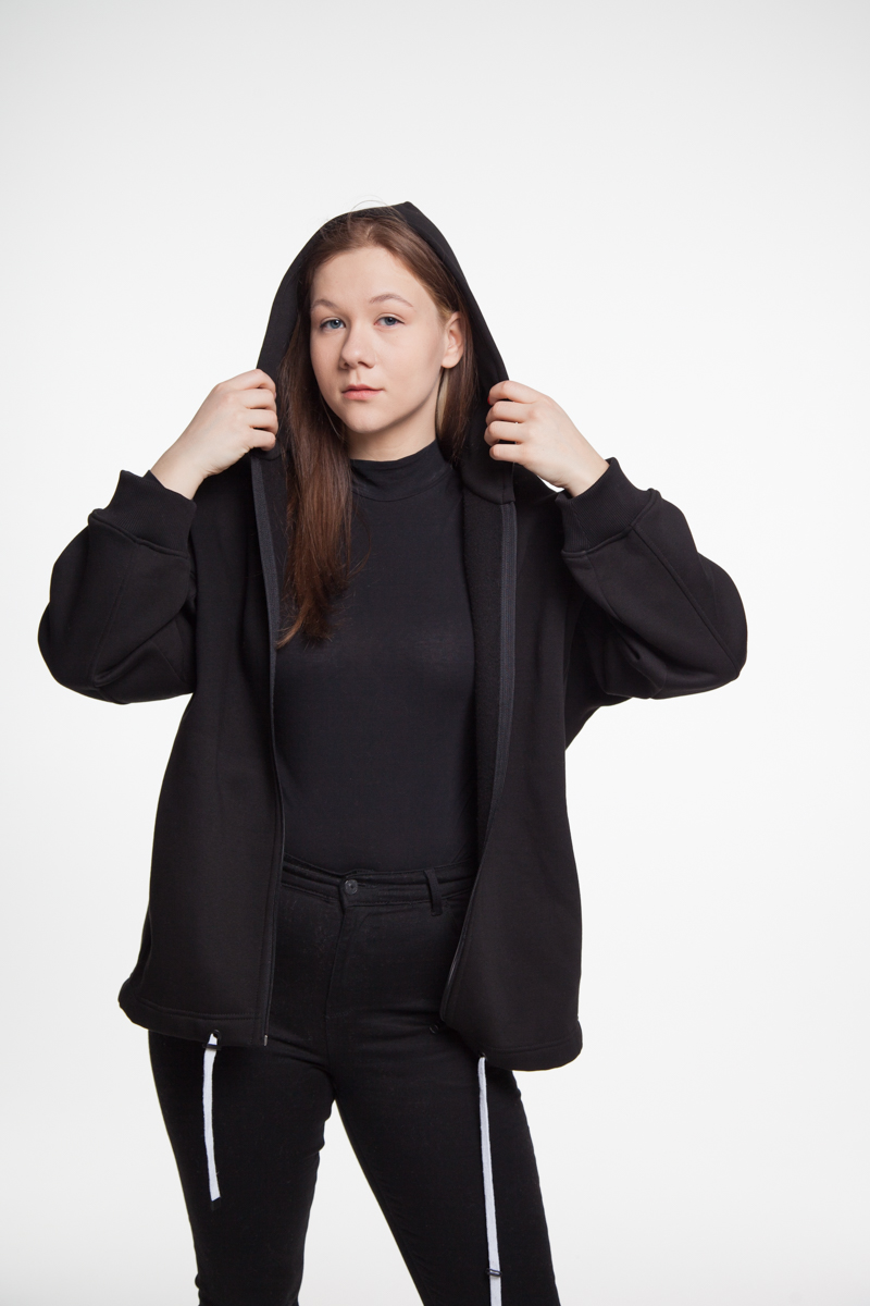 Худі оверсайз на блиcкавці з капюшоном TR-25116