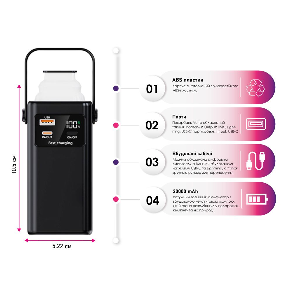 Повербанк 20000 mAh, цифровий індикатор B-40012919