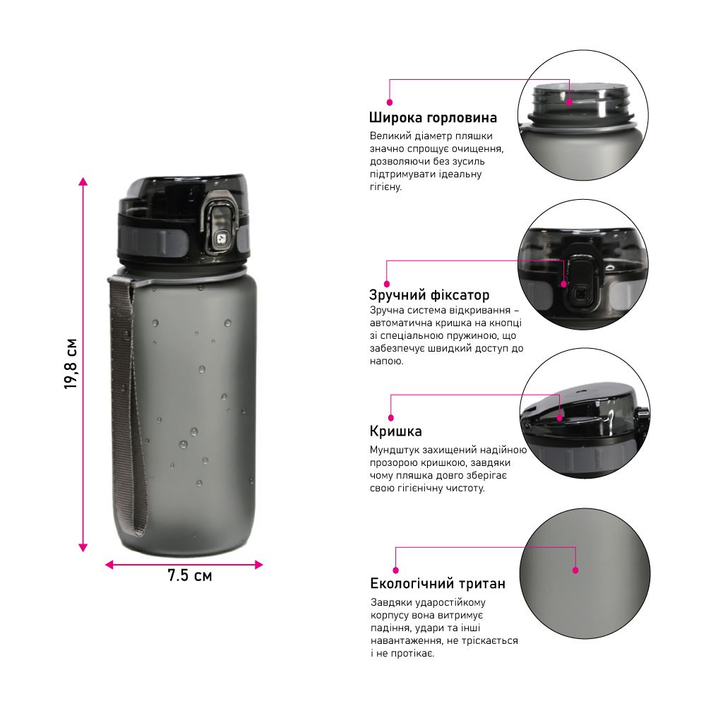 Пляшка для води 600 мл тританова B-60014118