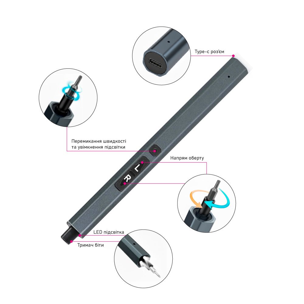 Електронабір прецизійних викруток 82в1 з LED B-100030819